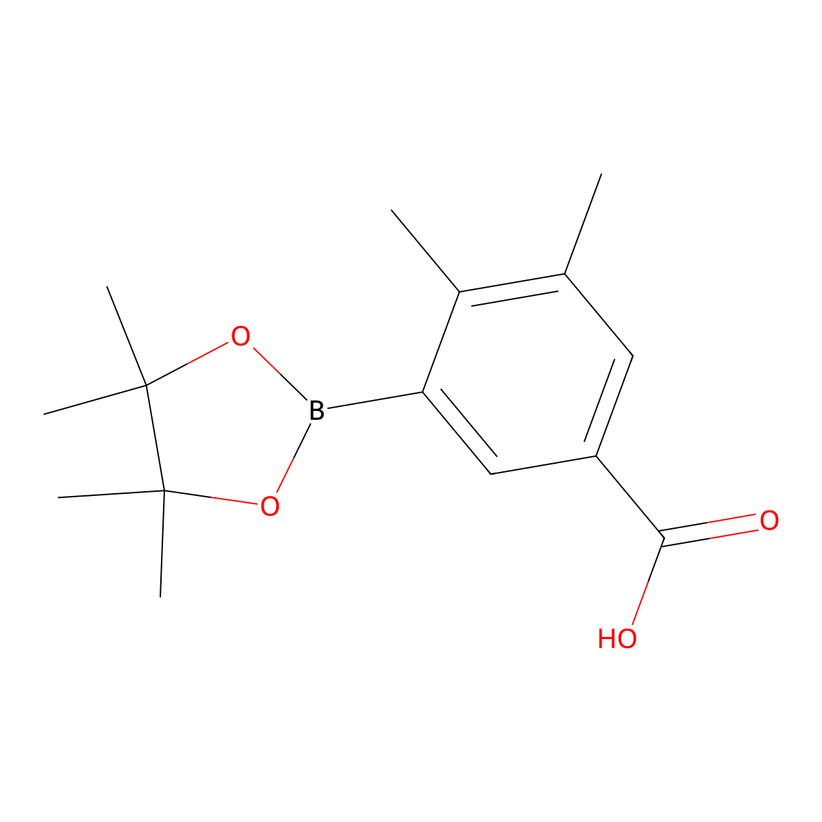3,4-Dimethyl-5-(4,4,5,5-tetramethyl-1,3,2-dioxaborolan-2-yl)benzoic acid molecular structure, CAS 1268350-47-5