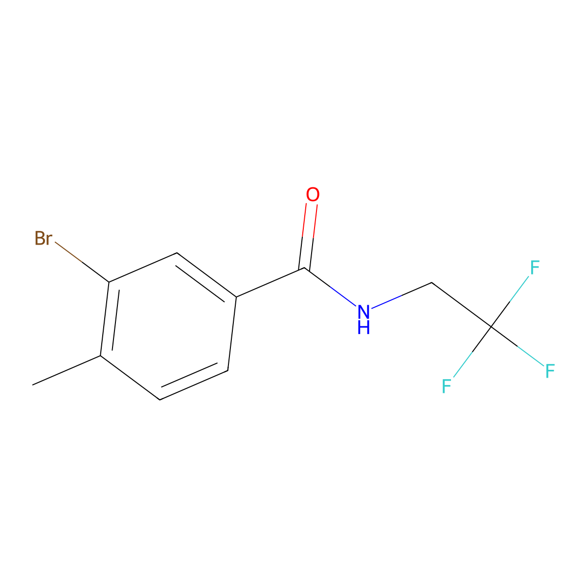 3-bromo-4-methyl-N-(2,2,2-trifluoroethyl)benzamide molecular structure, CAS 1268350-80-6