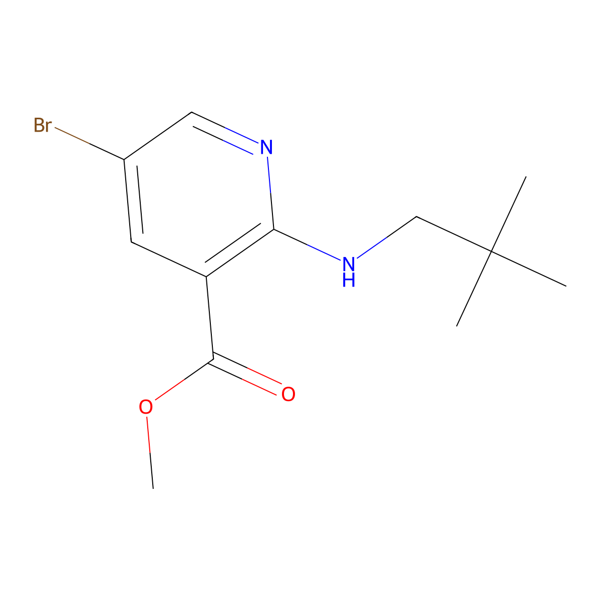 Methyl 5-bromo-2-[(2,2-dimethylpropyl)amino]-3-pyridinecarboxylate molecular structure, CAS 1268351-33-2