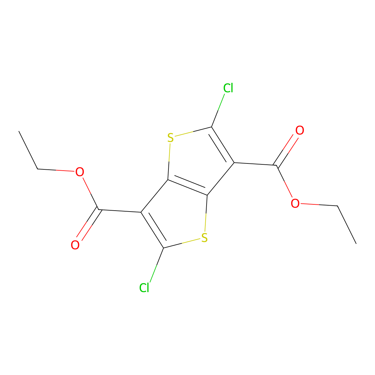 Diethyl 2,5-dichlorothieno[3,2-b]thiophene-3,6-dicarboxylate molecular structure, CAS 1268375-33-2