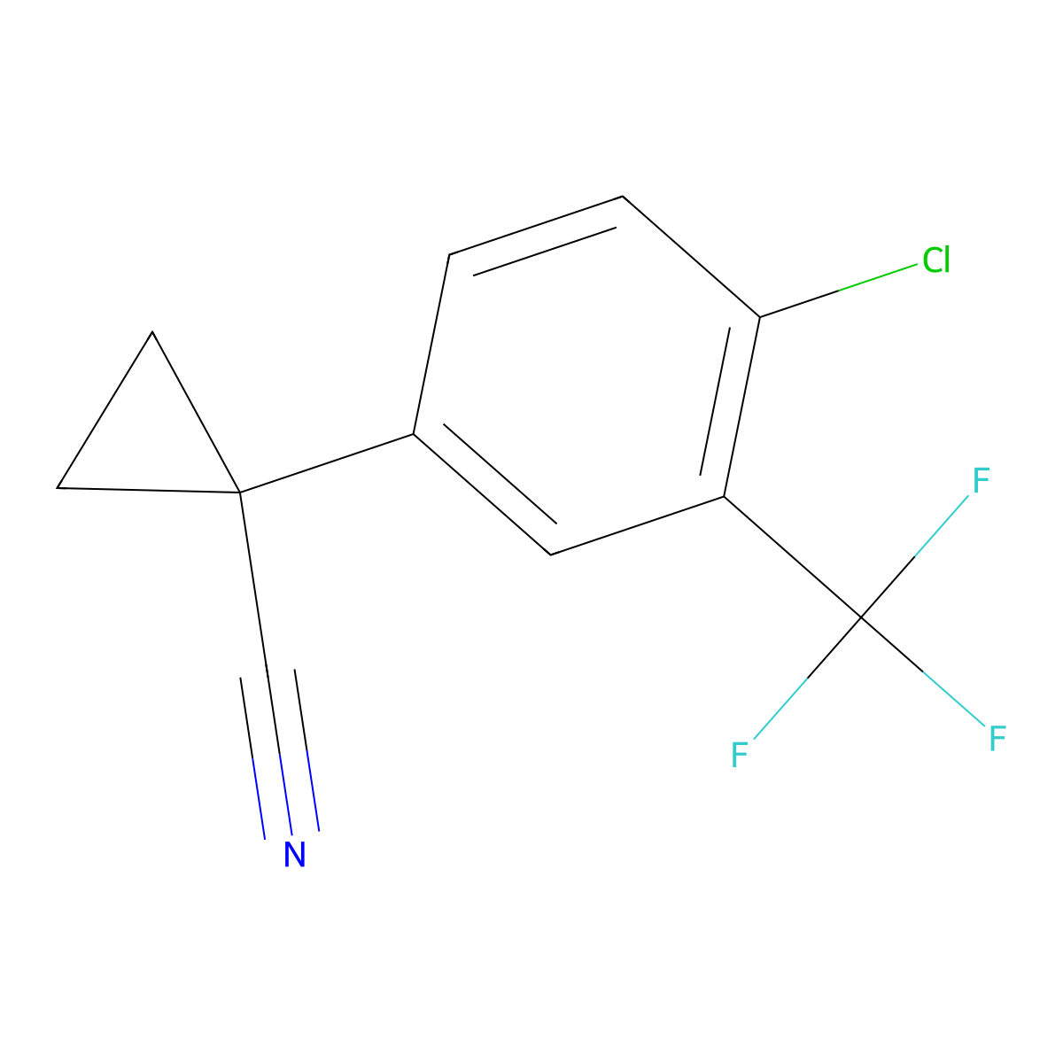 1-[4-Chloro-3-(trifluoromethyl)phenyl]cyclopropane-1-carbonitrile molecular structure, CAS 1268445-20-0