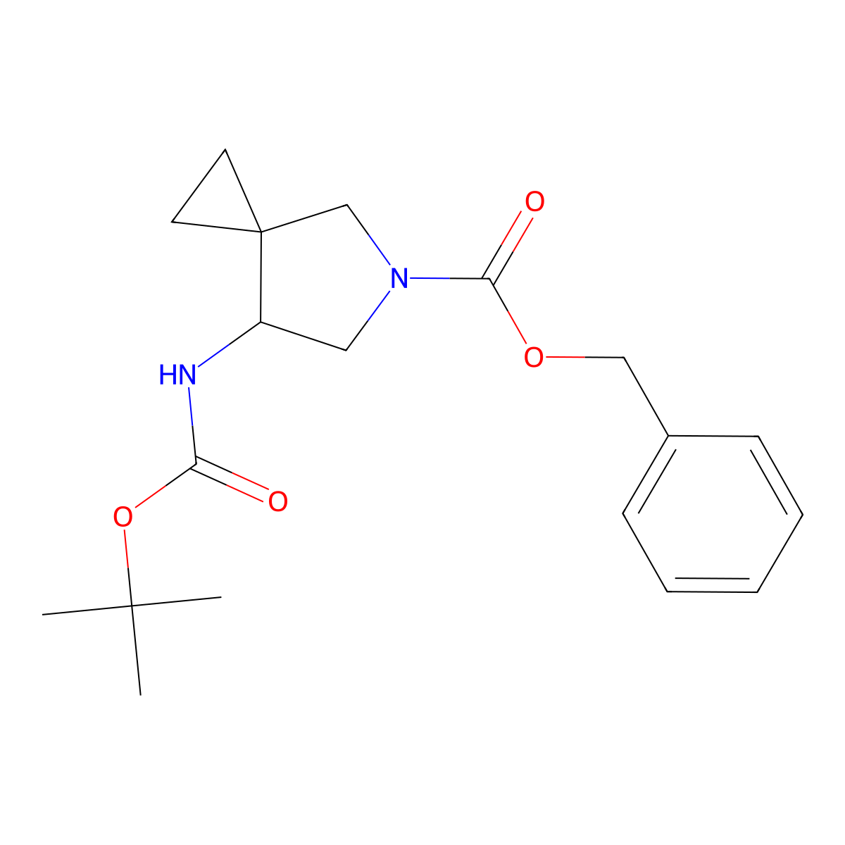 Benzyl 7-((tert-butoxycarbonyl)amino)-5-azaspiro[2.4]heptane-5-carboxylate molecular structure, CAS 1268451-83-7