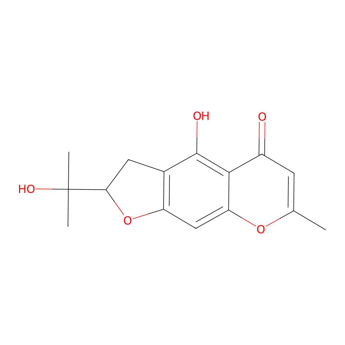 (2S)-4-hydroxy-2-(2-hydroxypropan-2-yl)-7-methyl-2,3-dihydrofuro[3,2-g]chromen-5-one molecular structure, CAS 1268481-39-5