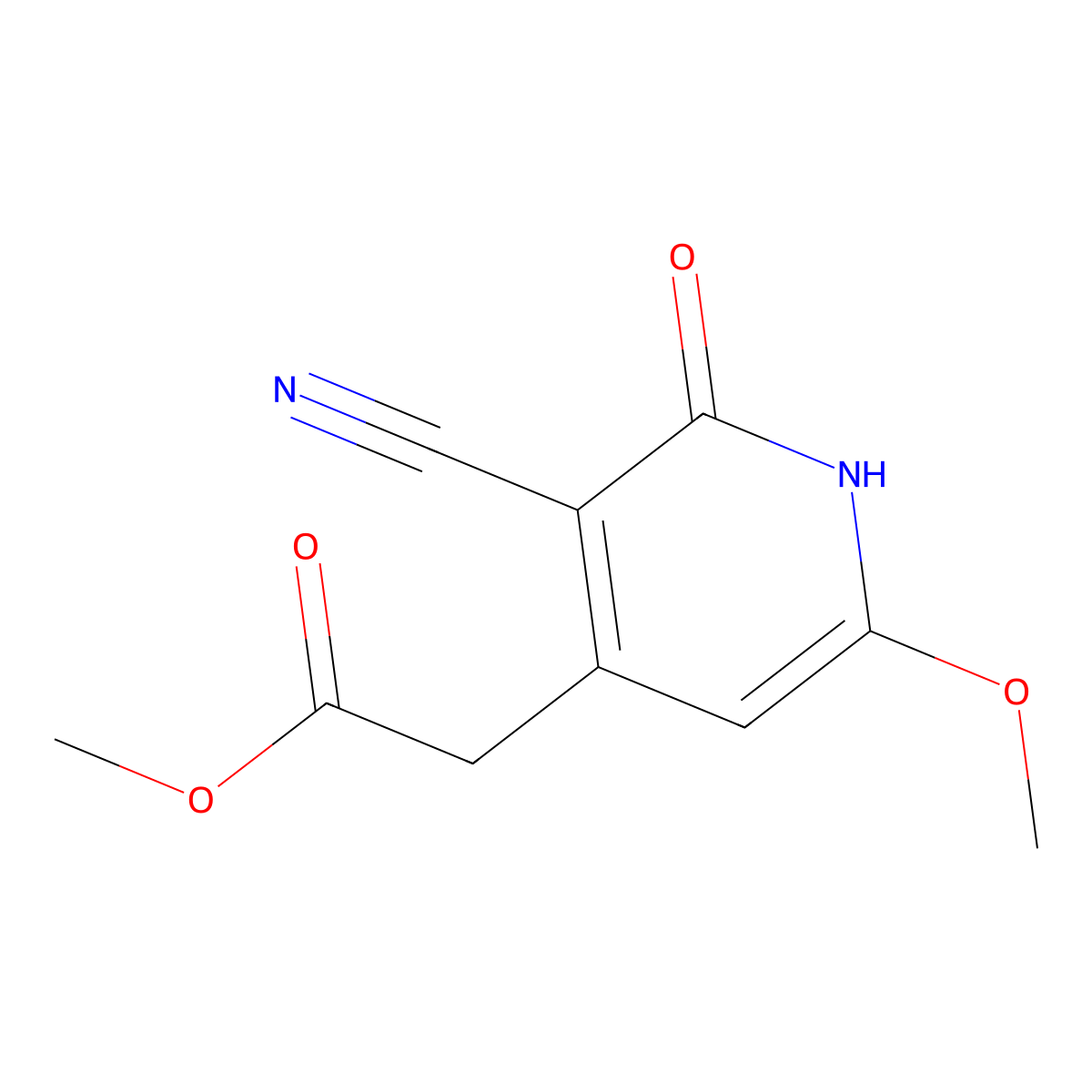 Methyl 2-(3-cyano-6-methoxy-2-oxo-1,2-dihydropyridin-4-yl)acetate molecular structure, CAS 1268490-69-2