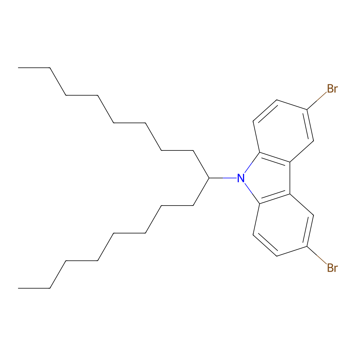 3,6-Dibromo-9-(heptadecan-9-yl)-9H-carbazole molecular structure, CAS 1268491-06-0