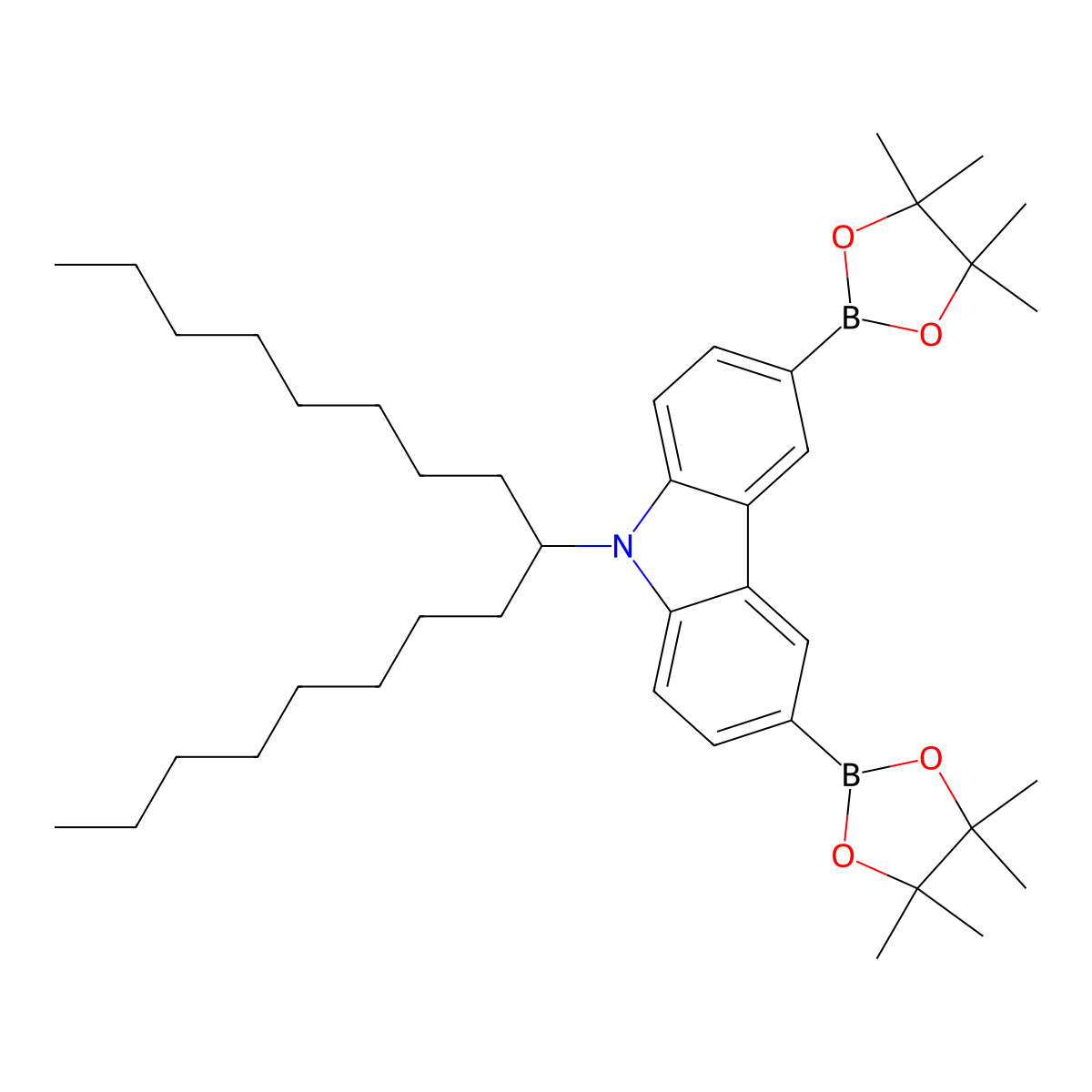 9-(Heptadecan-9-yl)-3,6-bis(4,4,5,5-tetramethyl-1,3,2-dioxaborolan-2-yl)-9H-carbazole molecular structure, CAS 1268491-07-1