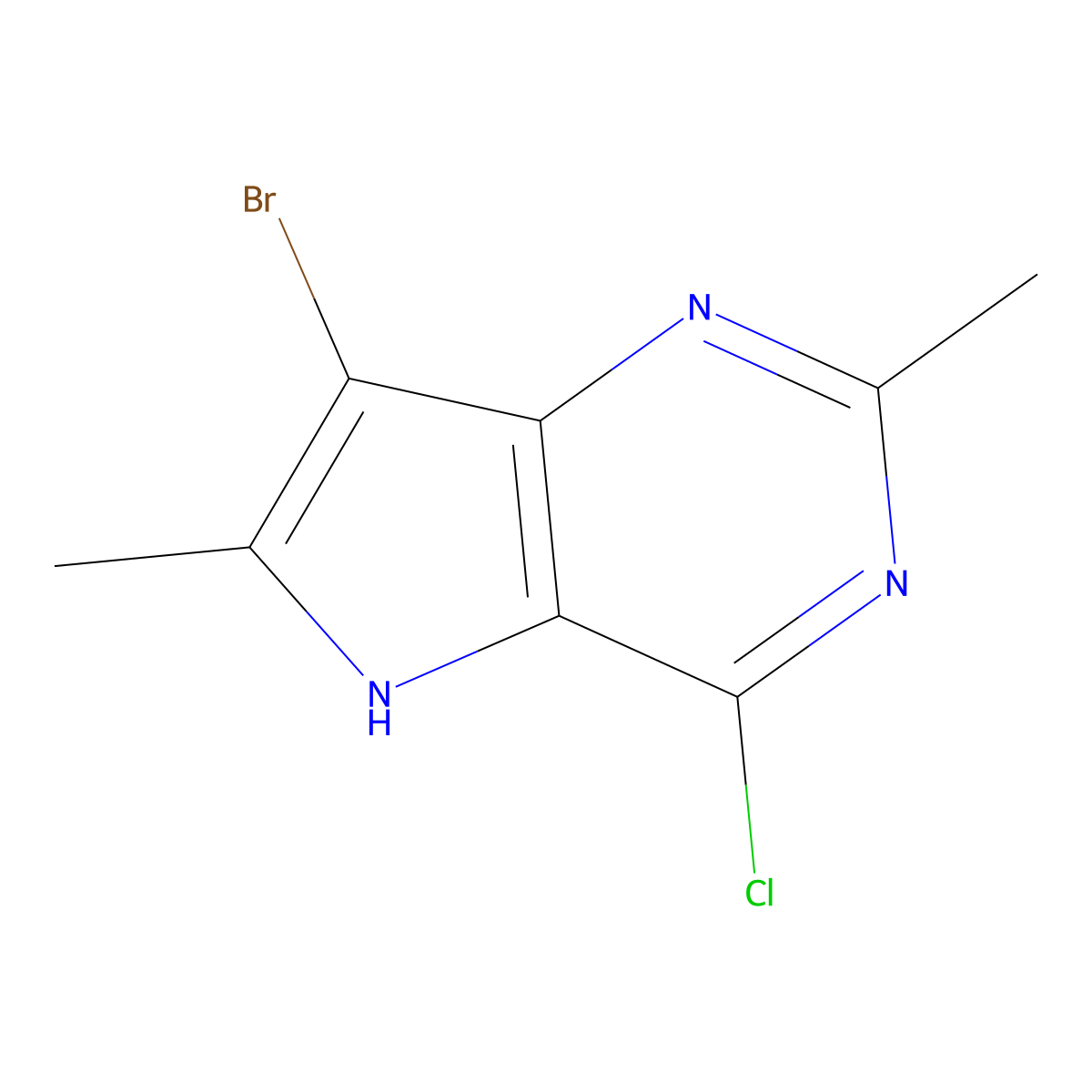7-Bromo-4-chloro-2,6-dimethyl-5H-pyrrolo[3,2-d]pyrimidine molecular structure, CAS 1268511-81-4
