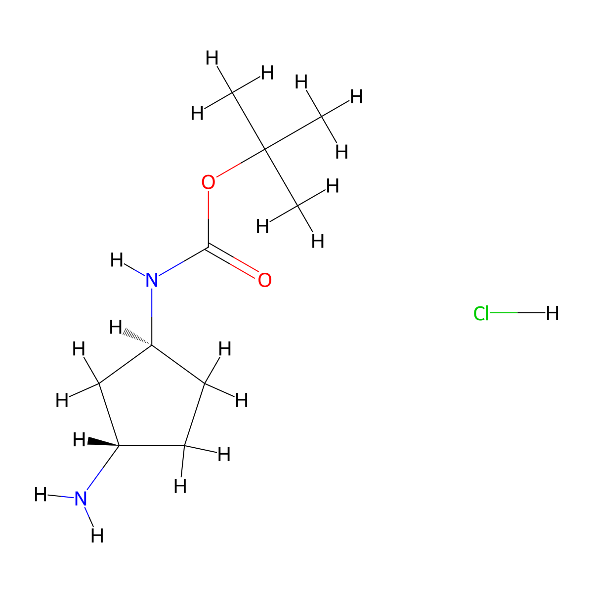 tert-Butyl ((1S,3S)-3-aminocyclopentyl)carbamate hydrochloride molecular structure, CAS 1268512-00-0