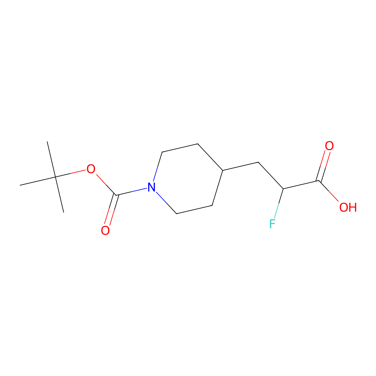3-{1-[(Tert-butoxy)carbonyl]piperidin-4-yl}-2-fluoropropanoic acid molecular structure, CAS 1268519-63-6