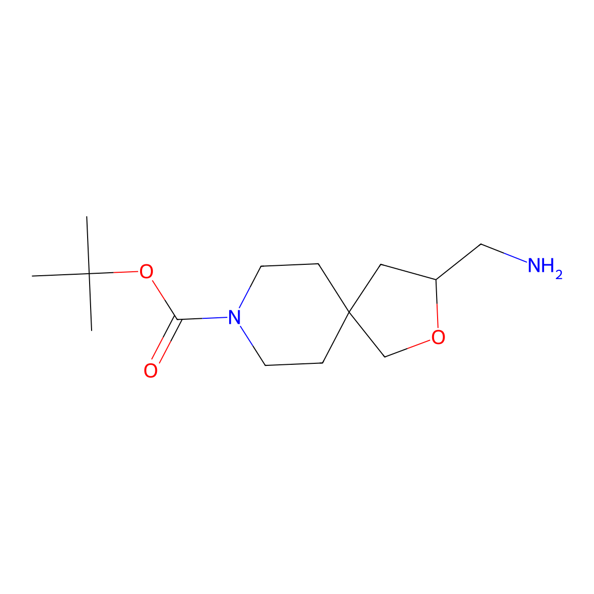 Tert-butyl 3-(aminomethyl)-2-oxa-8-azaspiro(4.5)decane-8-carboxylate molecular structure, CAS 1268520-21-3