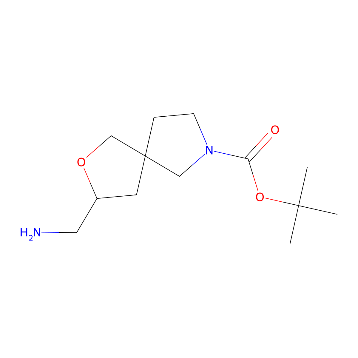 Tert-butyl 3-(aminomethyl)-2-oxa-7-azaspiro[4.4]nonane-7-carboxylate molecular structure, CAS 1268520-24-6