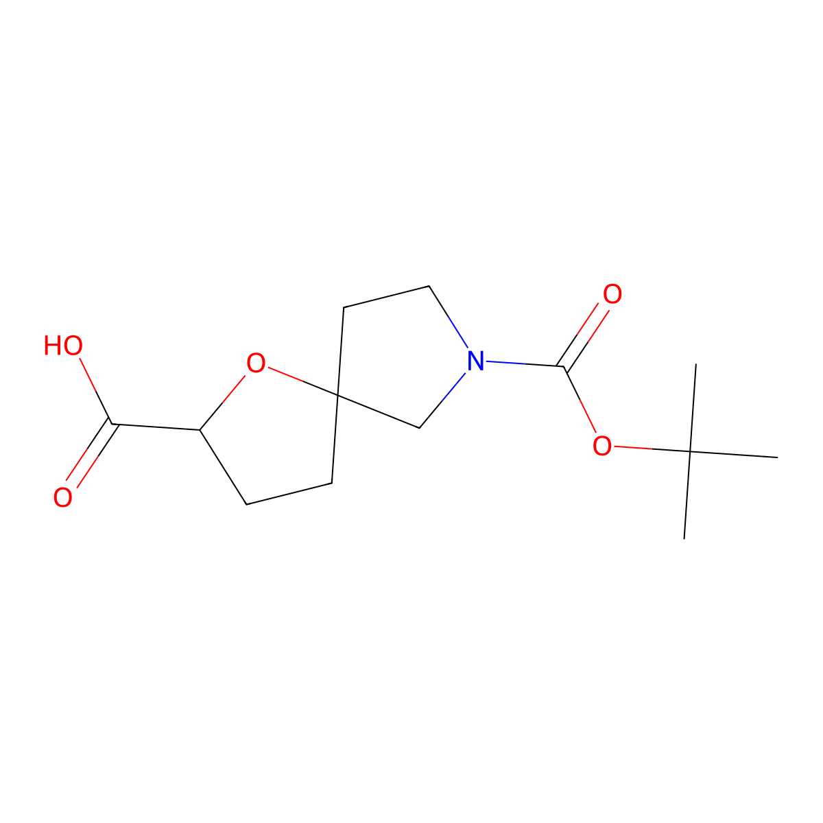 7-(tert-Butoxycarbonyl)-1-oxa-7-azaspiro[4.4]nonane-2-carboxylic acid molecular structure, CAS 1268520-63-3