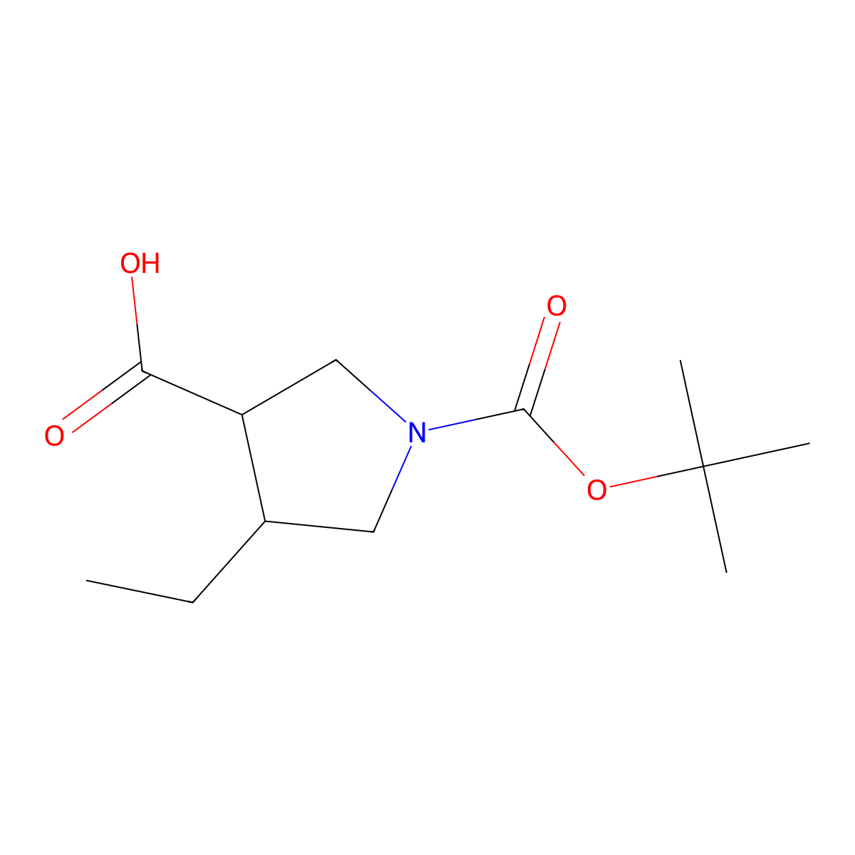 (3R,4R)-1-[(tert-butoxy)carbonyl]-4-ethylpyrrolidine-3-carboxylic acid molecular structure, CAS 1268520-70-2