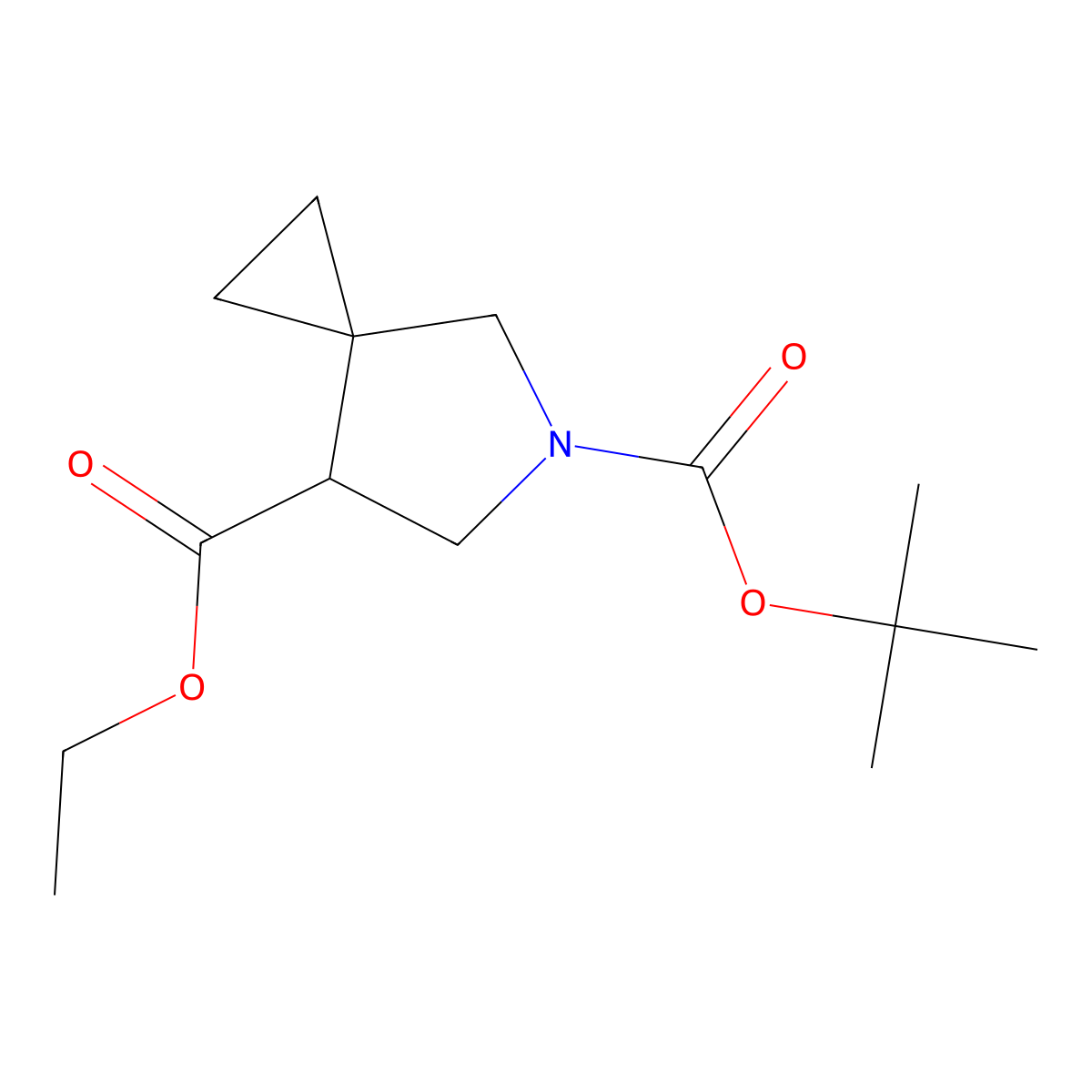 5-Tert-butyl 7-ethyl 5-azaspiro[2.4]heptane-5,7-dicarboxylate molecular structure, CAS 1268520-72-4