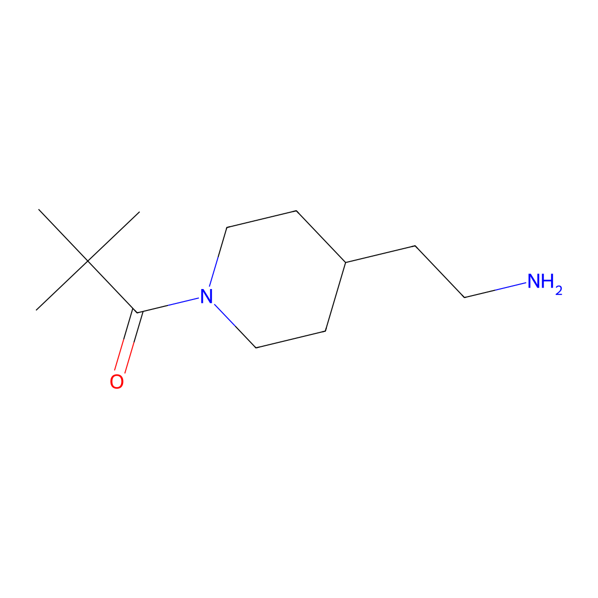 1-[4-(2-Aminoethyl)piperidin-1-yl]-2,2-dimethylpropan-1-one molecular structure, CAS 1268521-58-9