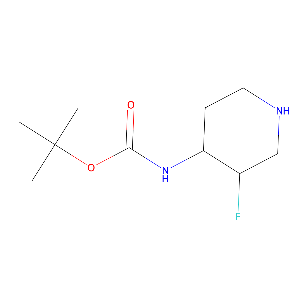 tert-butyl N-[(3R,4S)-3-fluoropiperidin-4-yl]carbamate molecular structure, CAS 1268521-83-0