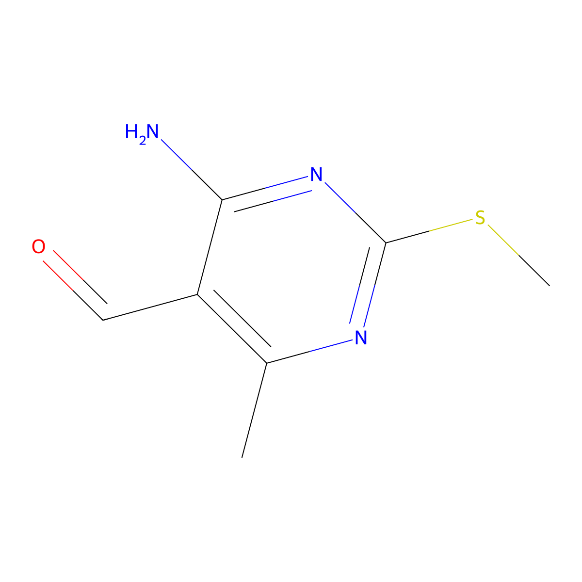 4-Amino-6-methyl-2-(methylthio)pyrimidine-5-carbaldehyde molecular structure, CAS 1268522-00-4
