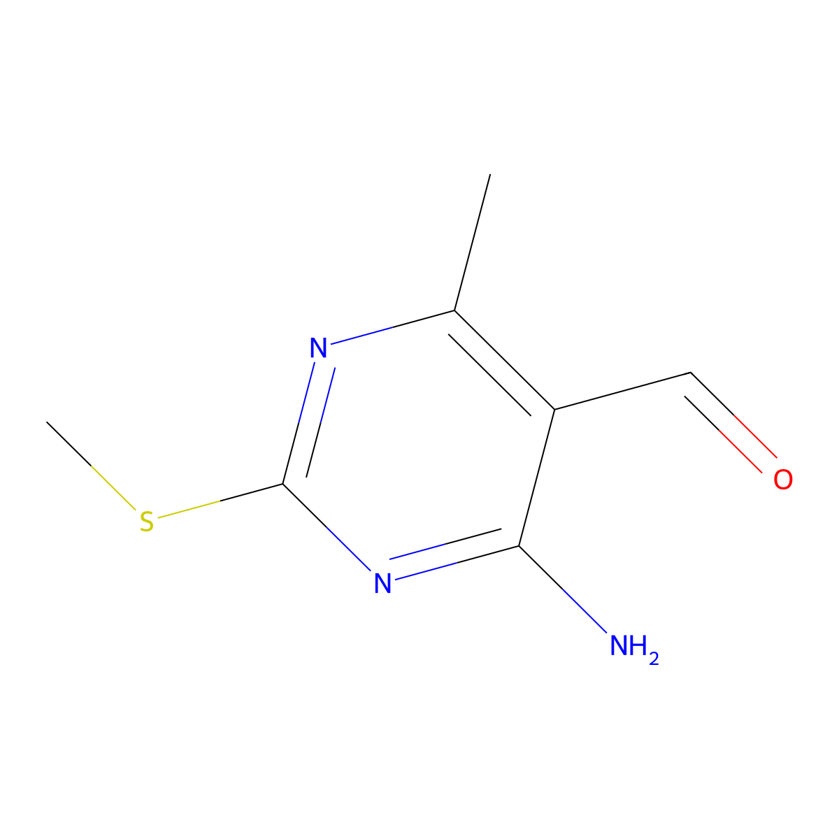 4-Amino-6-methyl-2-(methylthio)pyrimidine-5-carbaldehyde molecular structure, CAS 1268522-00-4