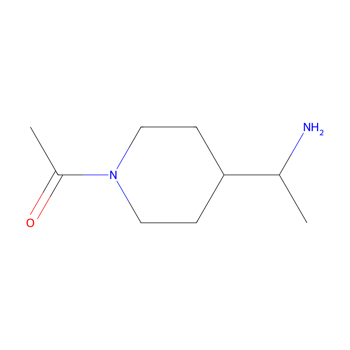 1-{4-[(1R)-1-aminoethyl]piperidin-1-yl}ethan-1-one molecular structure, CAS 1268522-23-1