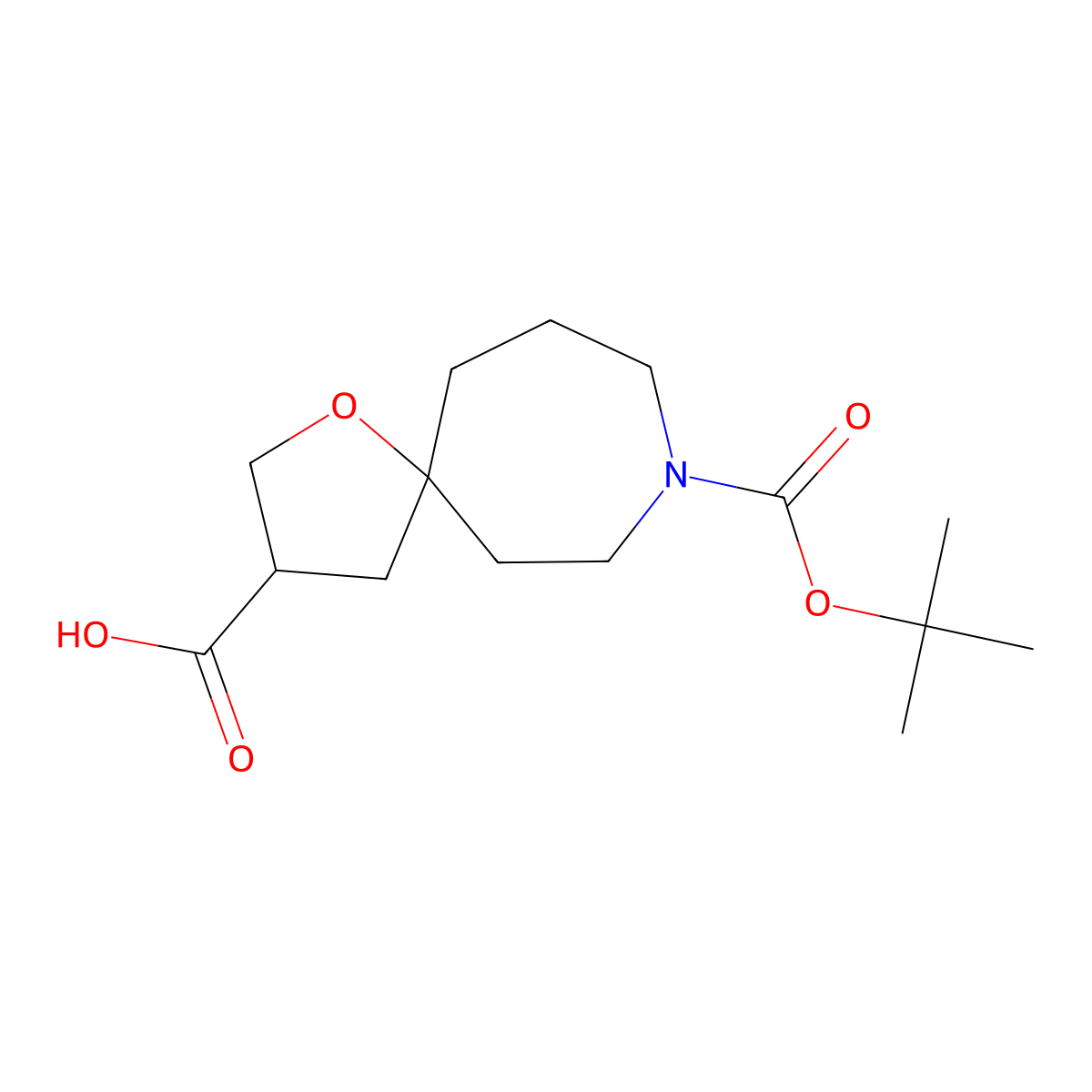 8-[(Tert-butoxy)carbonyl]-1-oxa-8-azaspiro[4.6]undecane-3-carboxylic acid molecular structure, CAS 1268522-48-0
