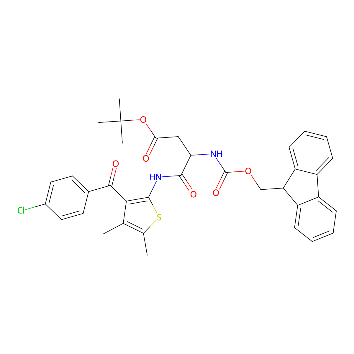 tert-Butyl (S)-3-(Fmoc-amino)-4-[[3-(4-chlorobenzoyl)-4,5-dimethyl-2-thienyl]amino]-4-oxobutanoate molecular structure, CAS 1268524-65-7