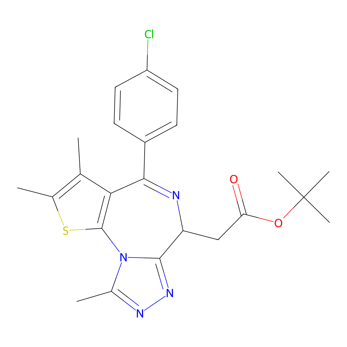 1,1-Dimethylethyl (6R)-4-(4-chlorophenyl)-2,3,9-trimethyl-6H-thieno(3,2-f)(1,2,4)triazolo(4,3-a)(1,4)diazepine-6-acetate molecular structure, CAS 1268524-71-5