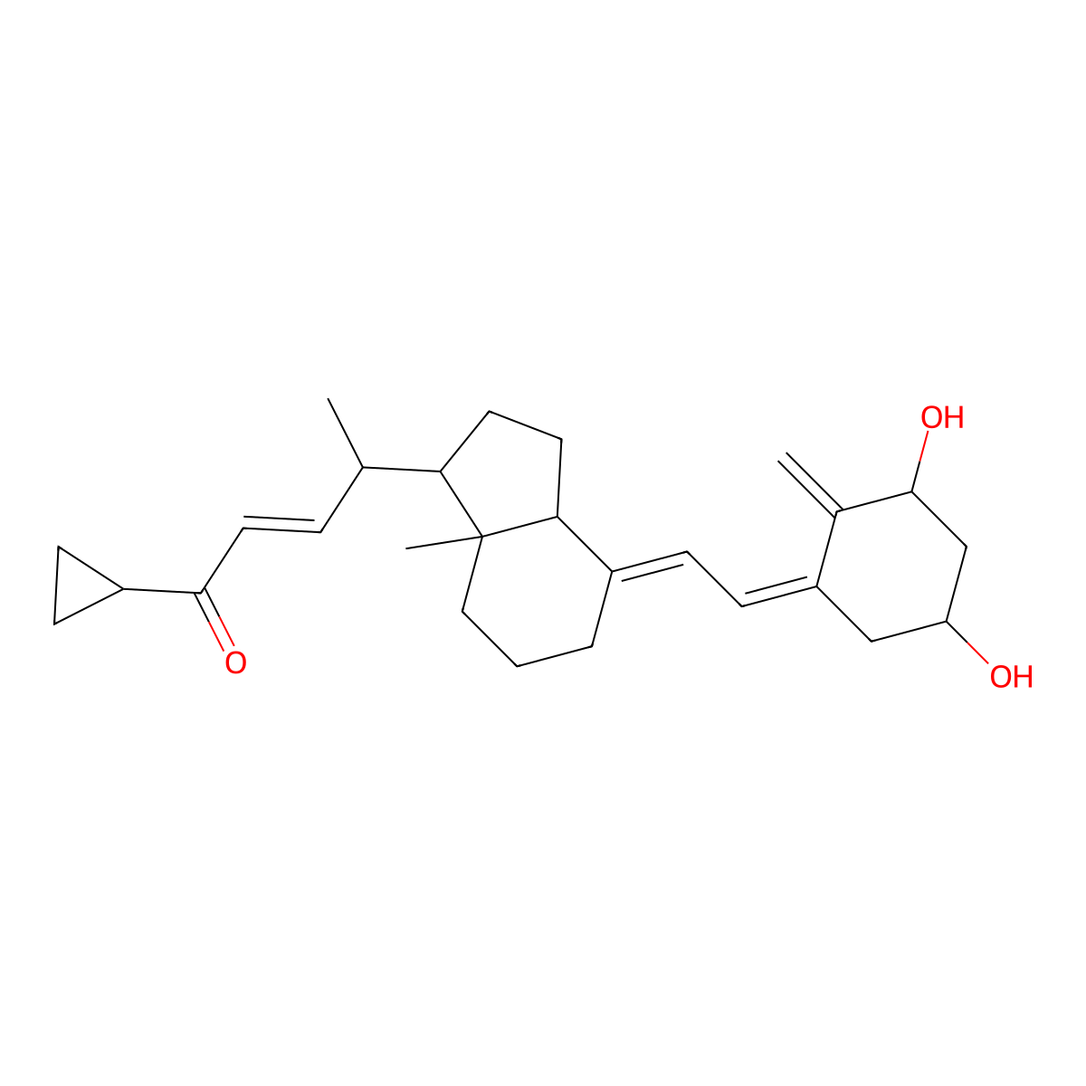 (4R,E)-1-Cyclopropyl-4-((1R,7AR,E)-4-((Z)-2-((3S,5R)-3,5-dihydroxy-2-methylenecyclohexylidene)ethylidene)-7A-methyloctahydro-1H-inden-1-yl)pent-2-en-1-one molecular structure, CAS 126860-83-1