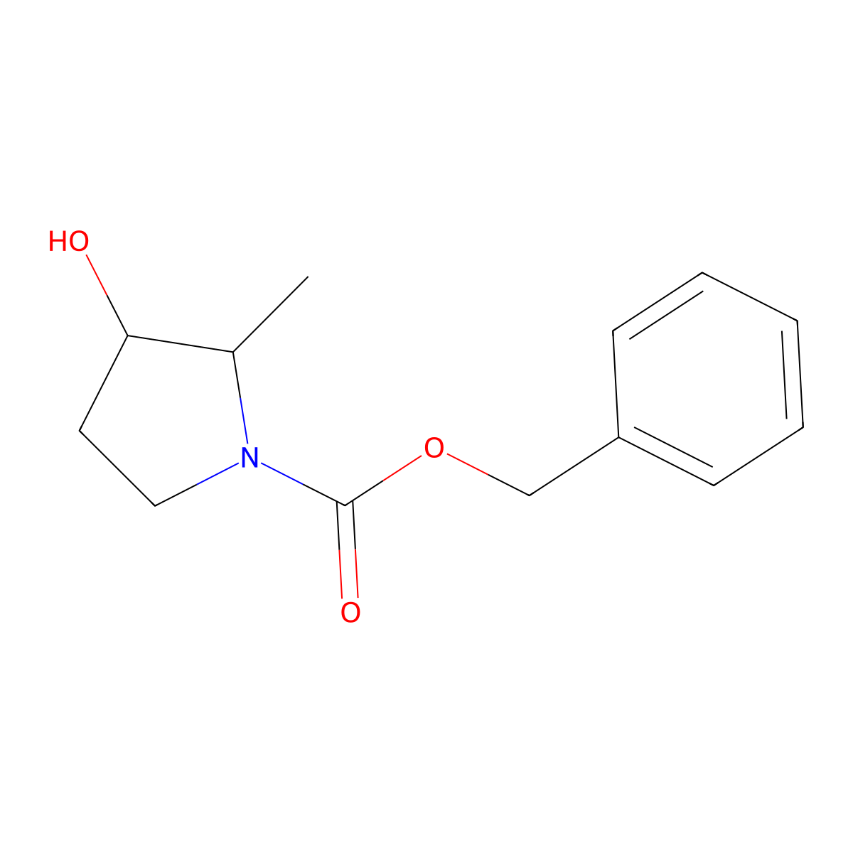 rac-benzyl (2R,3R)-3-hydroxy-2-methylpyrrolidine-1-carboxylate molecular structure, CAS 126861-77-6