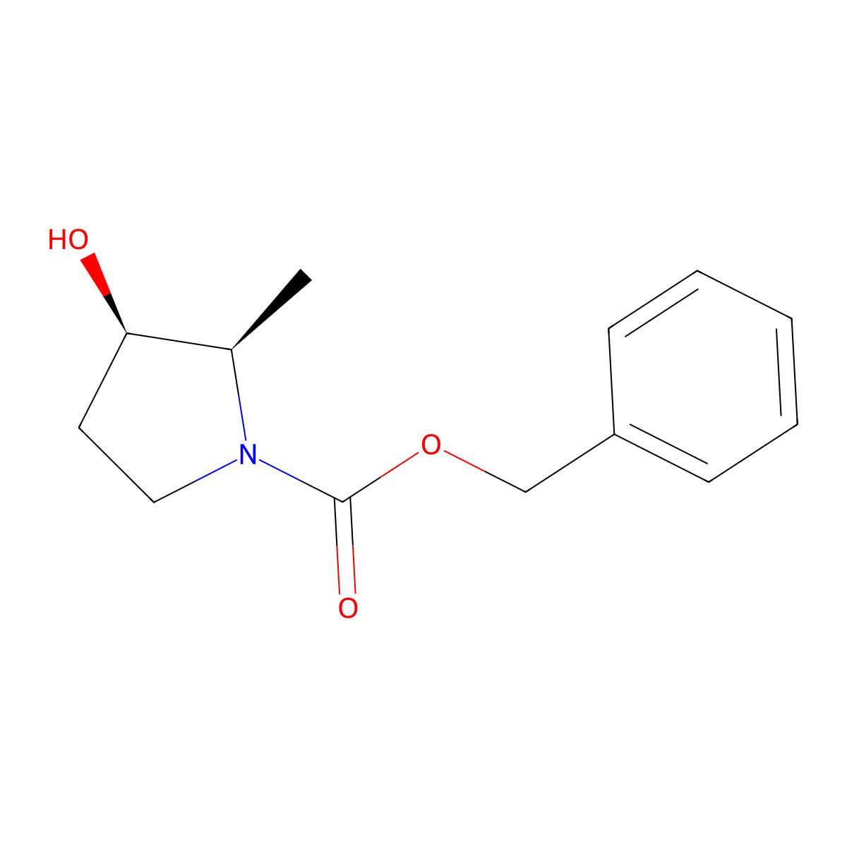 rac-benzyl (2R,3R)-3-hydroxy-2-methylpyrrolidine-1-carboxylate molecular structure, CAS 126861-77-6