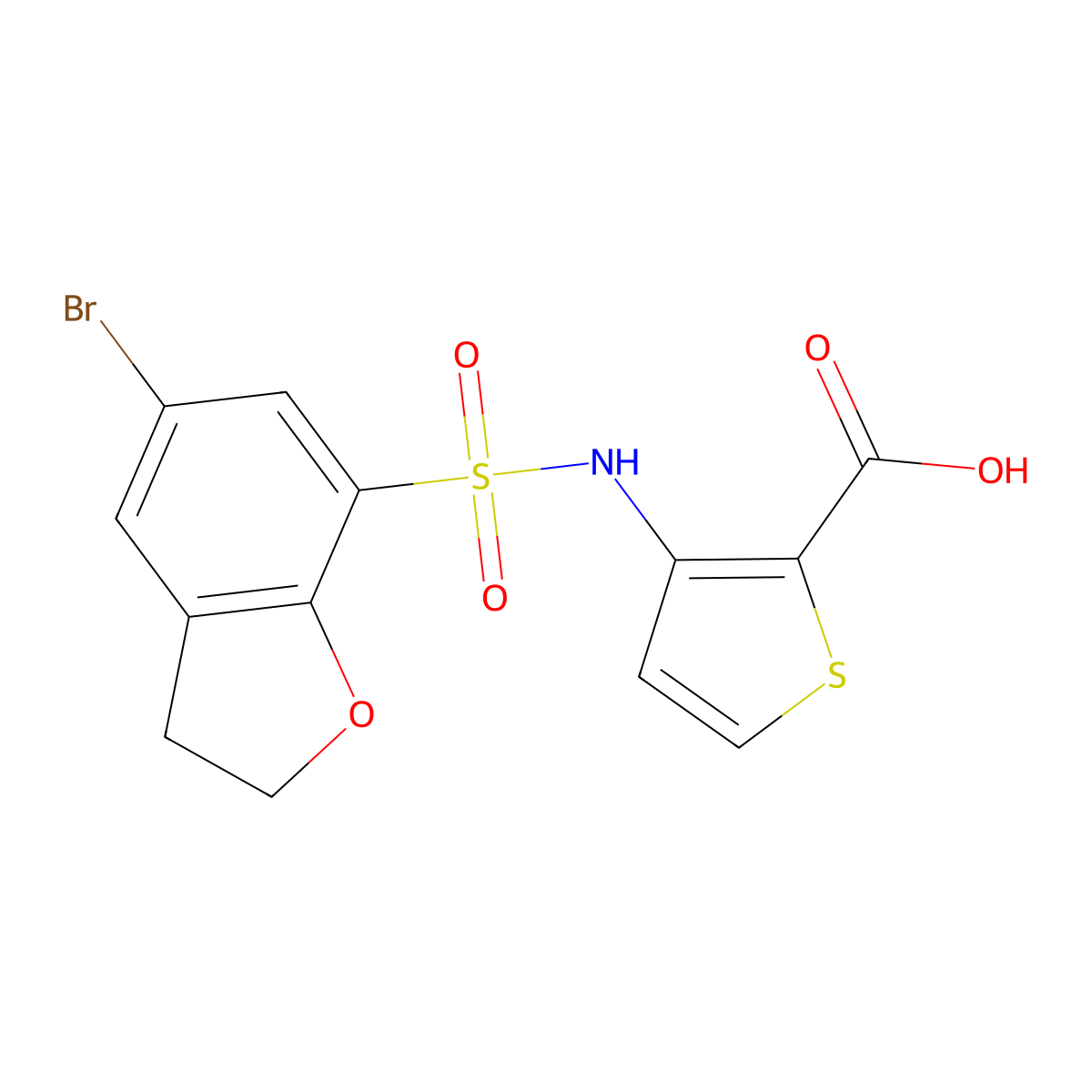 3-((5-Bromo-2,3-dihydrobenzofuran)-7-sulfonamido)thiophene-2-carboxylic acid molecular structure, CAS 1268618-43-4