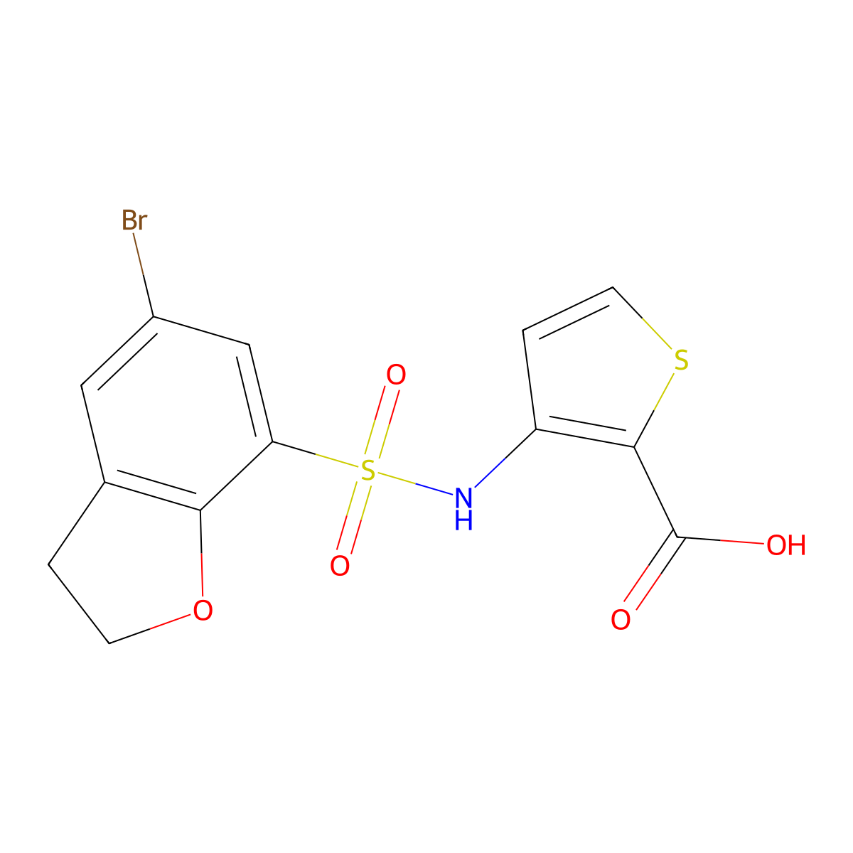 3-((5-Bromo-2,3-dihydrobenzofuran)-7-sulfonamido)thiophene-2-carboxylic acid molecular structure, CAS 1268618-43-4