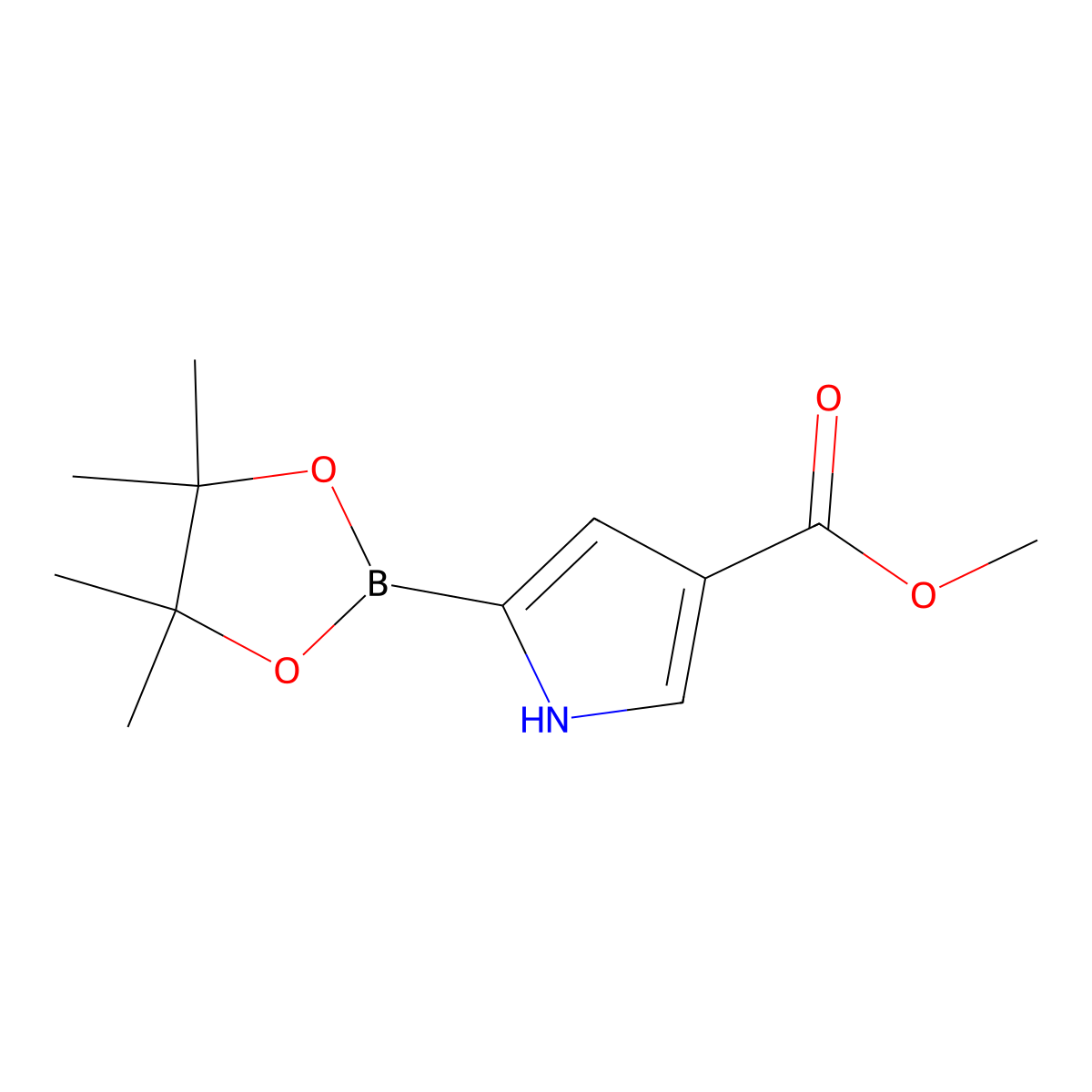 Methyl 5-(4,4,5,5-tetramethyl-1,3,2-dioxaborolan-2-YL)-1H-pyrrole-3-carboxylate molecular structure, CAS 1268619-58-4