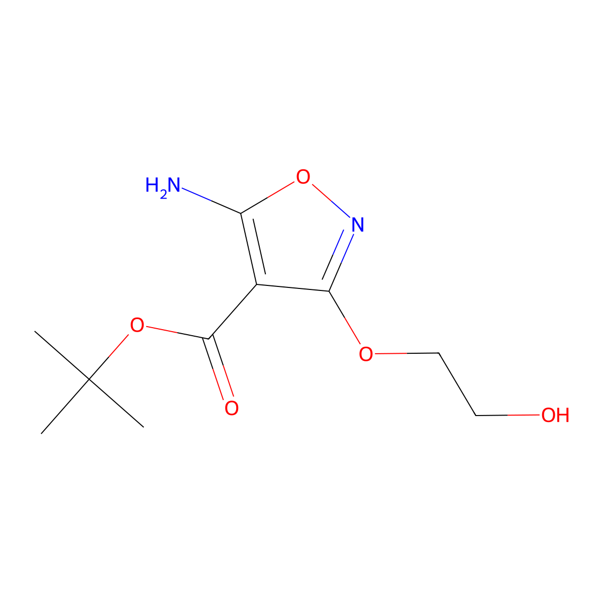 Tert-butyl 5-amino-3-(2-hydroxyethoxy)-1,2-oxazole-4-carboxylate molecular structure, CAS 126865-32-5