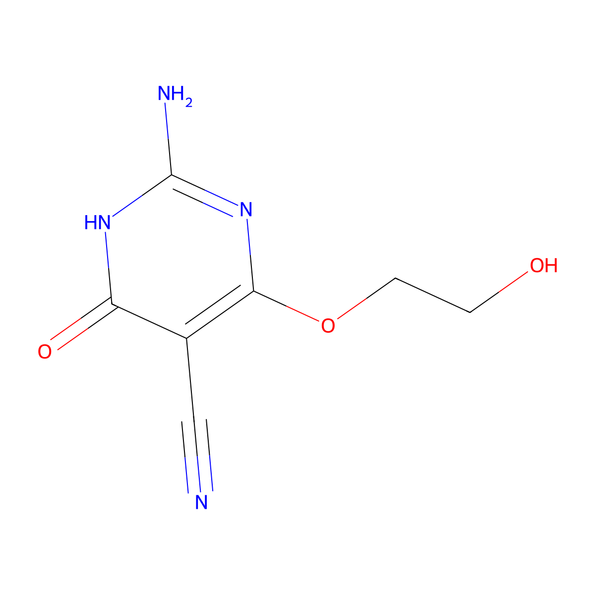 2-Amino-4-(2-hydroxyethoxy)-6-oxo-1,6-dihydropyrimidine-5-carbonitrile molecular structure, CAS 126865-37-0