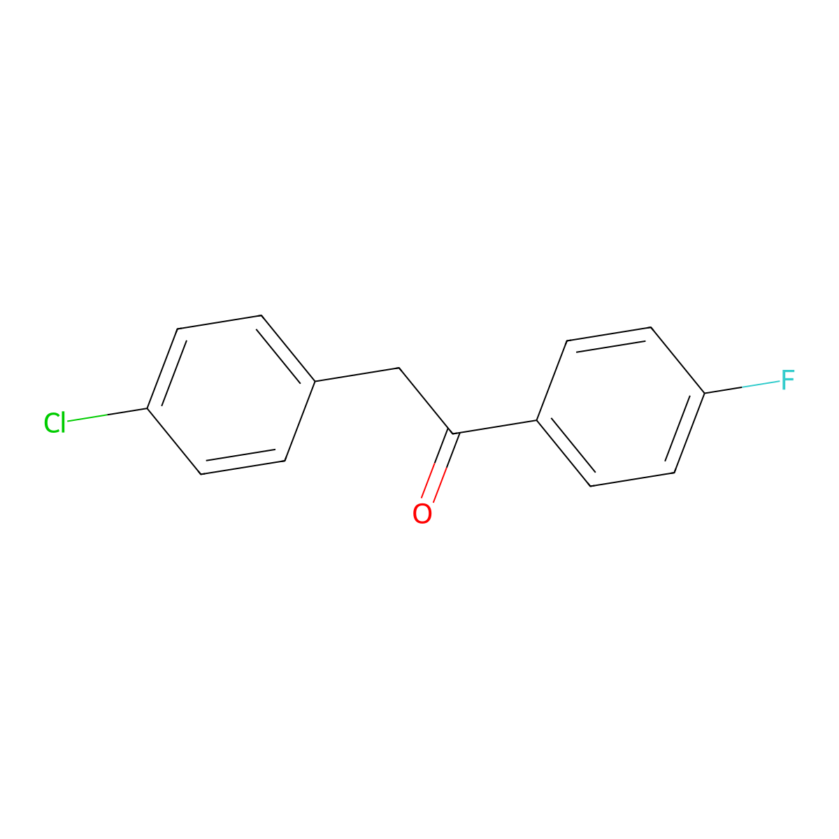 2-(4-Chlorophenyl)-1-(4-fluorophenyl)ethanone molecular structure, CAS 126866-16-8