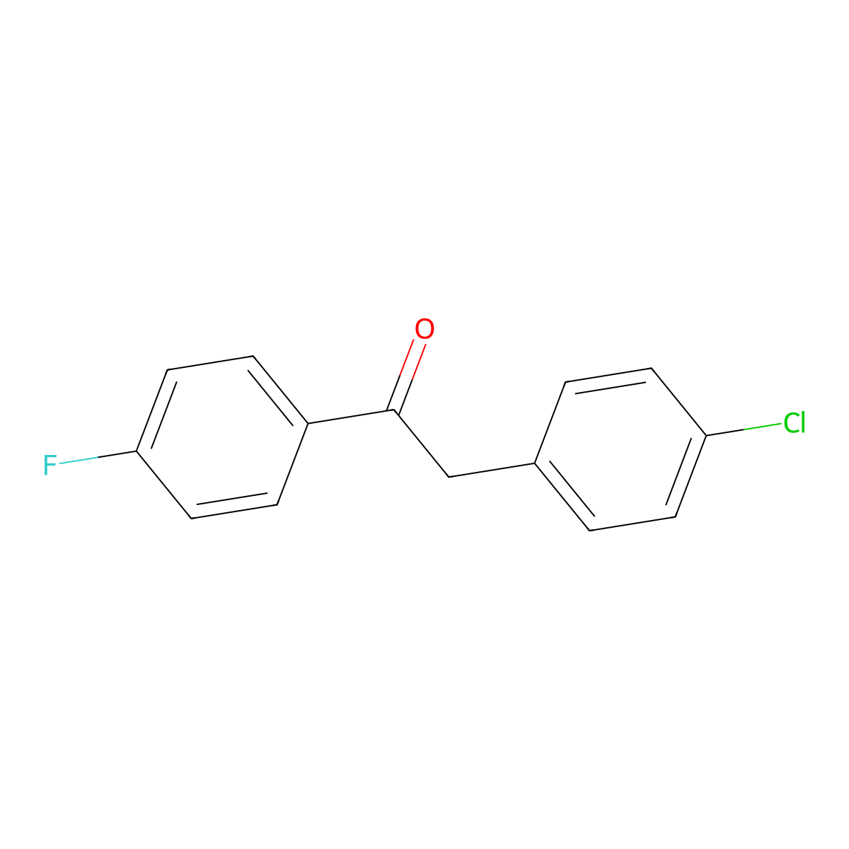 2-(4-Chlorophenyl)-1-(4-fluorophenyl)ethanone molecular structure, CAS 126866-16-8