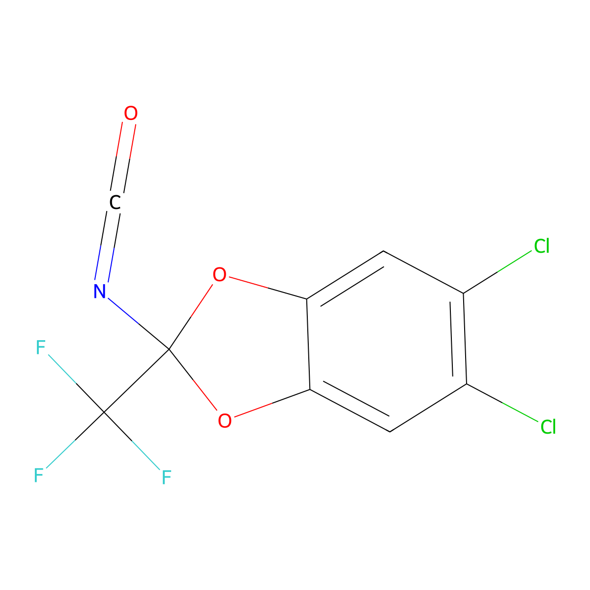 5,6-dichloro-2-isocyanato-2-(trifluoromethyl)-2H-1,3-benzodioxole molecular structure, CAS 126867-25-2