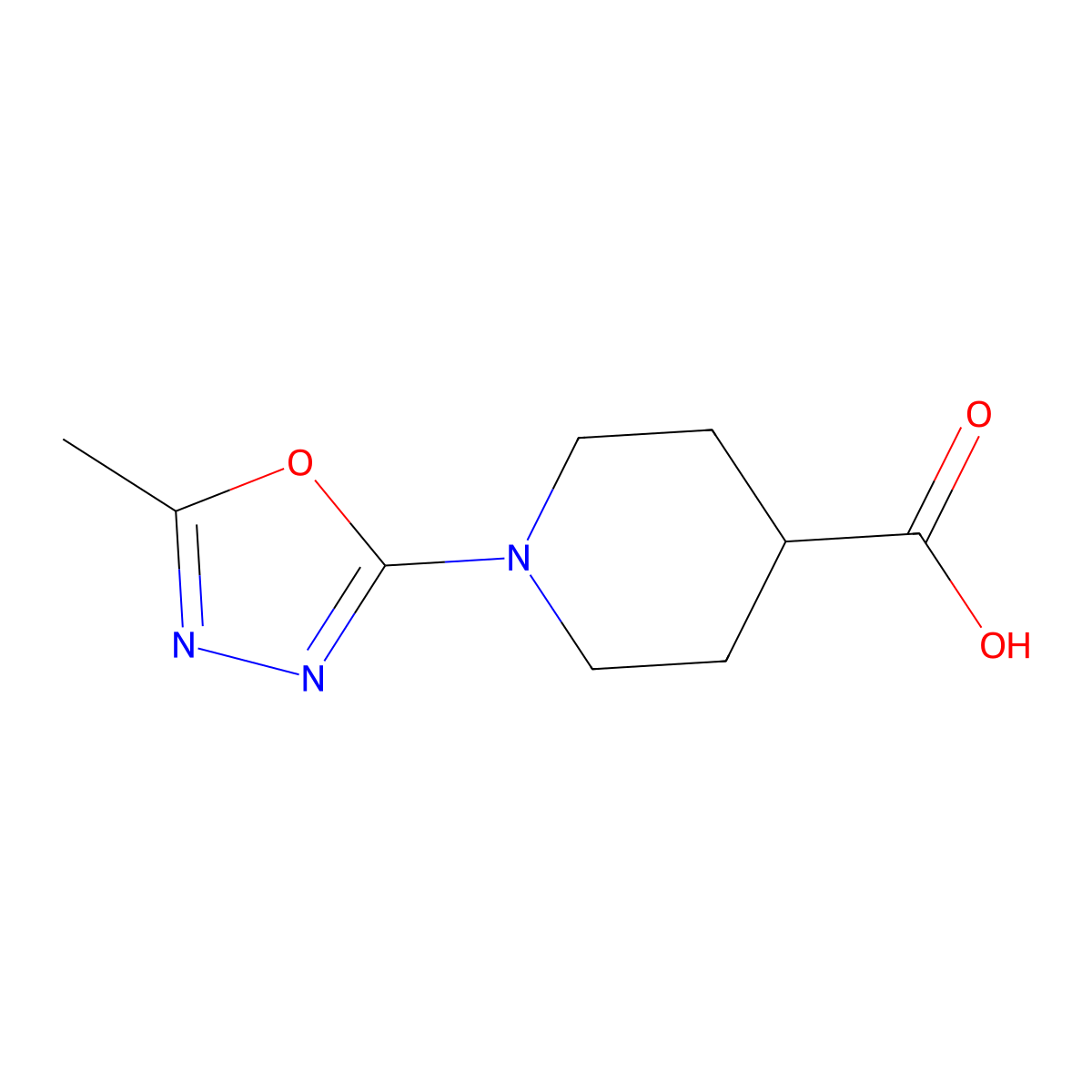 1-(5-Methyl-1,3,4-oxadiazol-2-yl)piperidine-4-carboxylic acid molecular structure, CAS 1268692-85-8