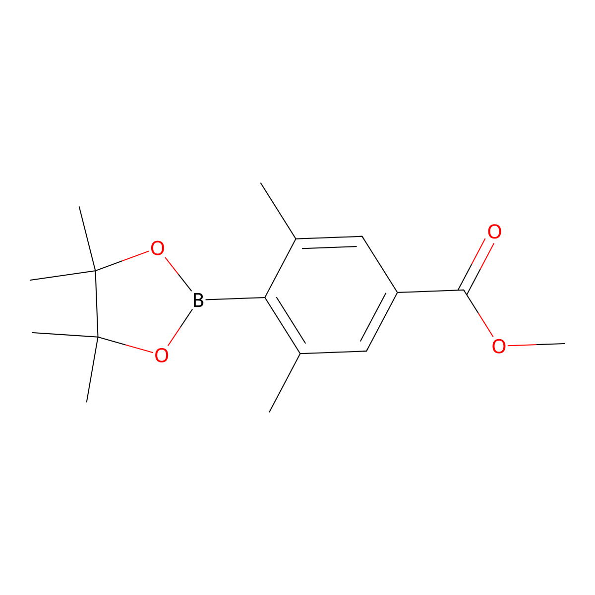 Methyl 3,5-dimethyl-4-(4,4,5,5-tetramethyl-1,3,2-dioxaborolan-2-yl)benzoate molecular structure, CAS 1268693-26-0