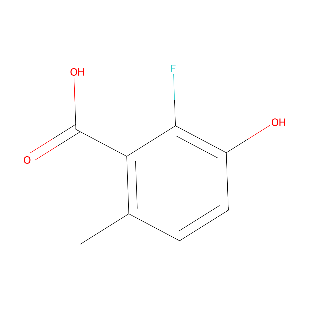 2-Fluoro-3-hydroxy-6-methylbenzoic acid molecular structure, CAS 1268718-24-6
