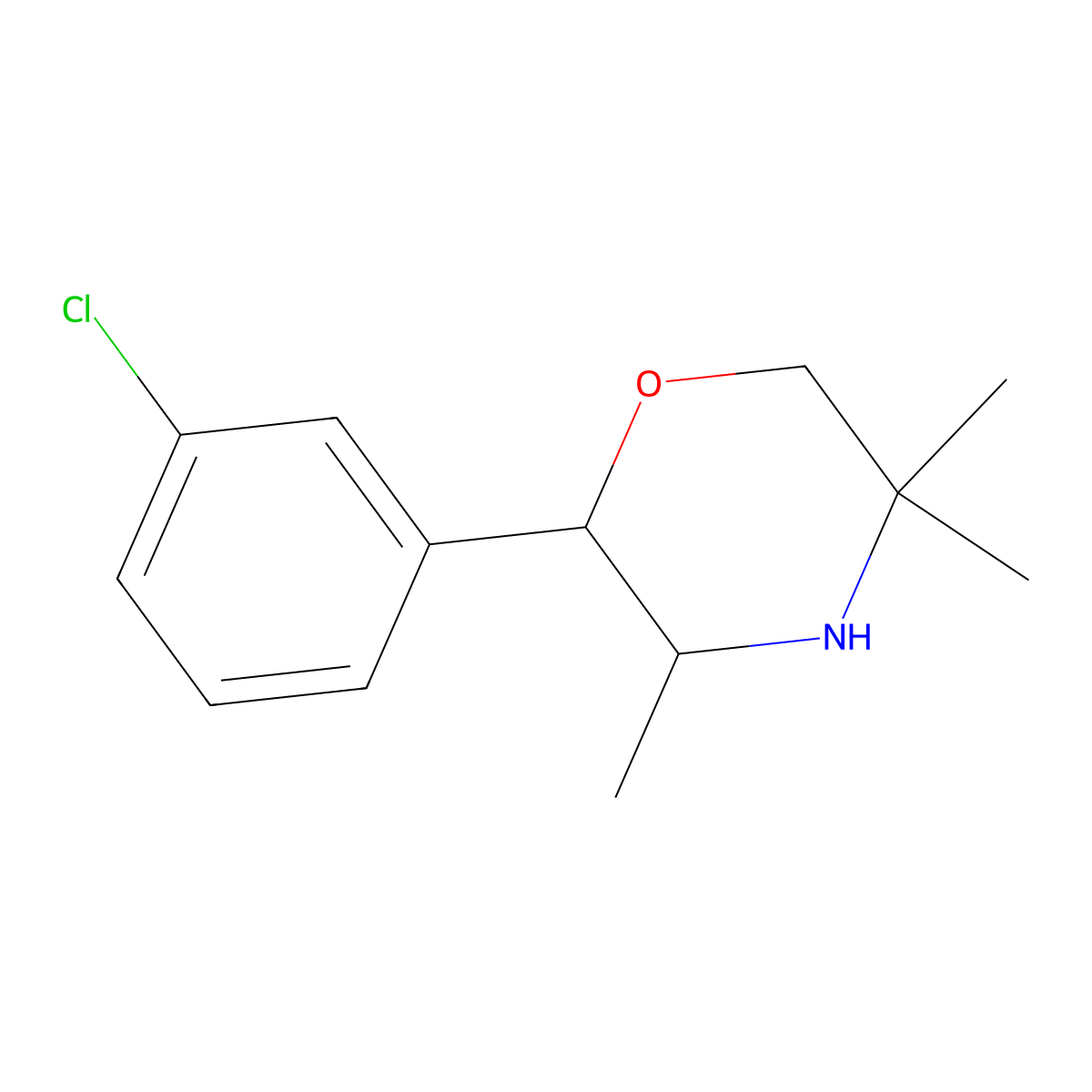 (2S,3S)-2-(3-Chlorophenyl)-3,5,5-trimethylmorpholine molecular structure, CAS 1268723-29-0