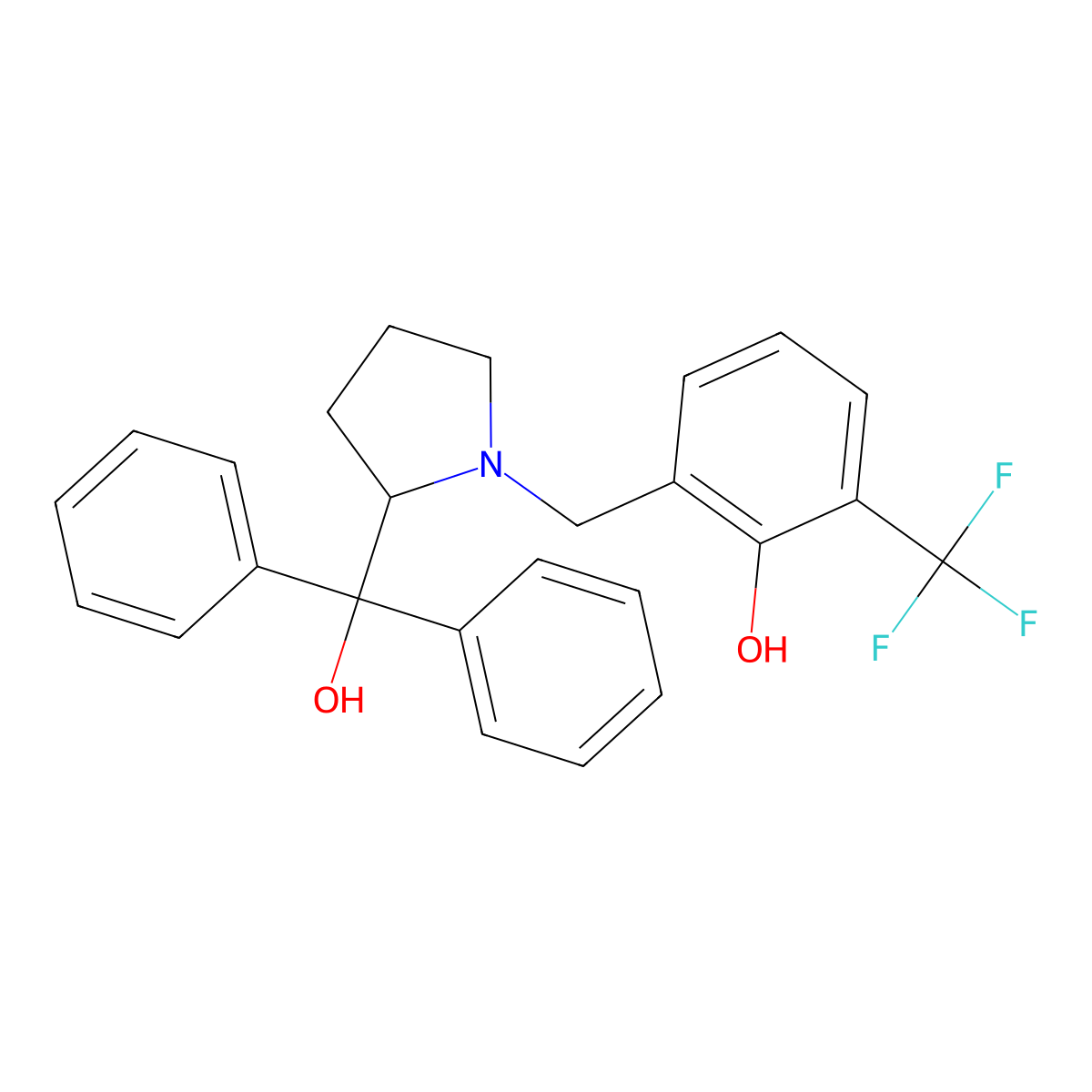 (2S)-1-[[2-Hydroxy-3-(trifluoromethyl)phenyl]methyl]-alpha,alpha-diphenyl-2-pyrrolidinemethanol molecular structure, CAS 1268725-95-6
