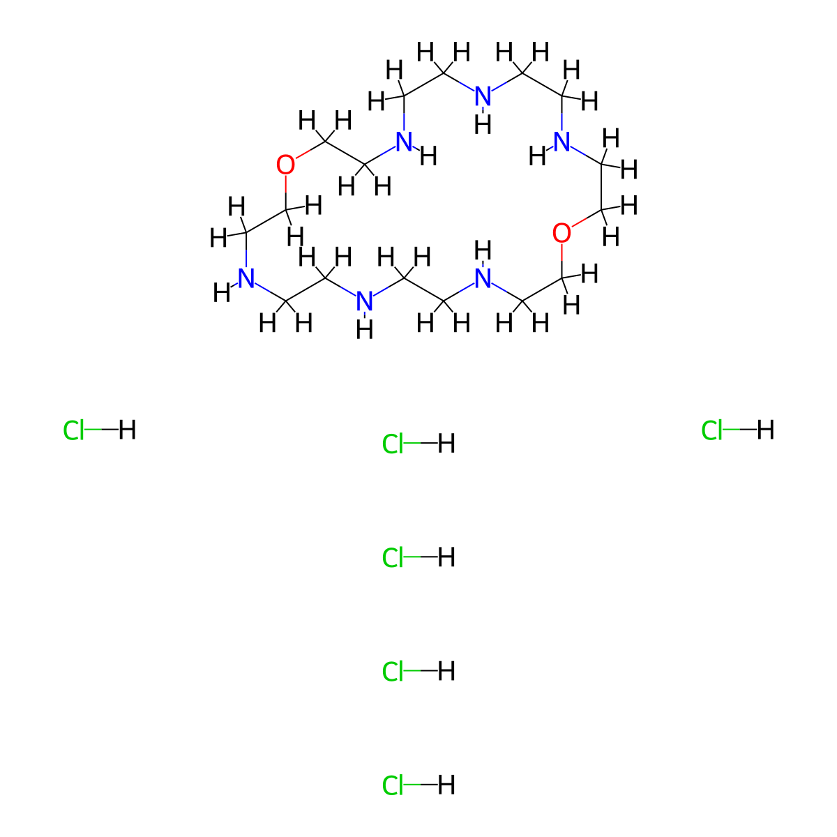 1,13-Dioxa-4,7,10,16,19,22-hexaazacyclotetracosane hexahydrochloride molecular structure, CAS 126875-53-4