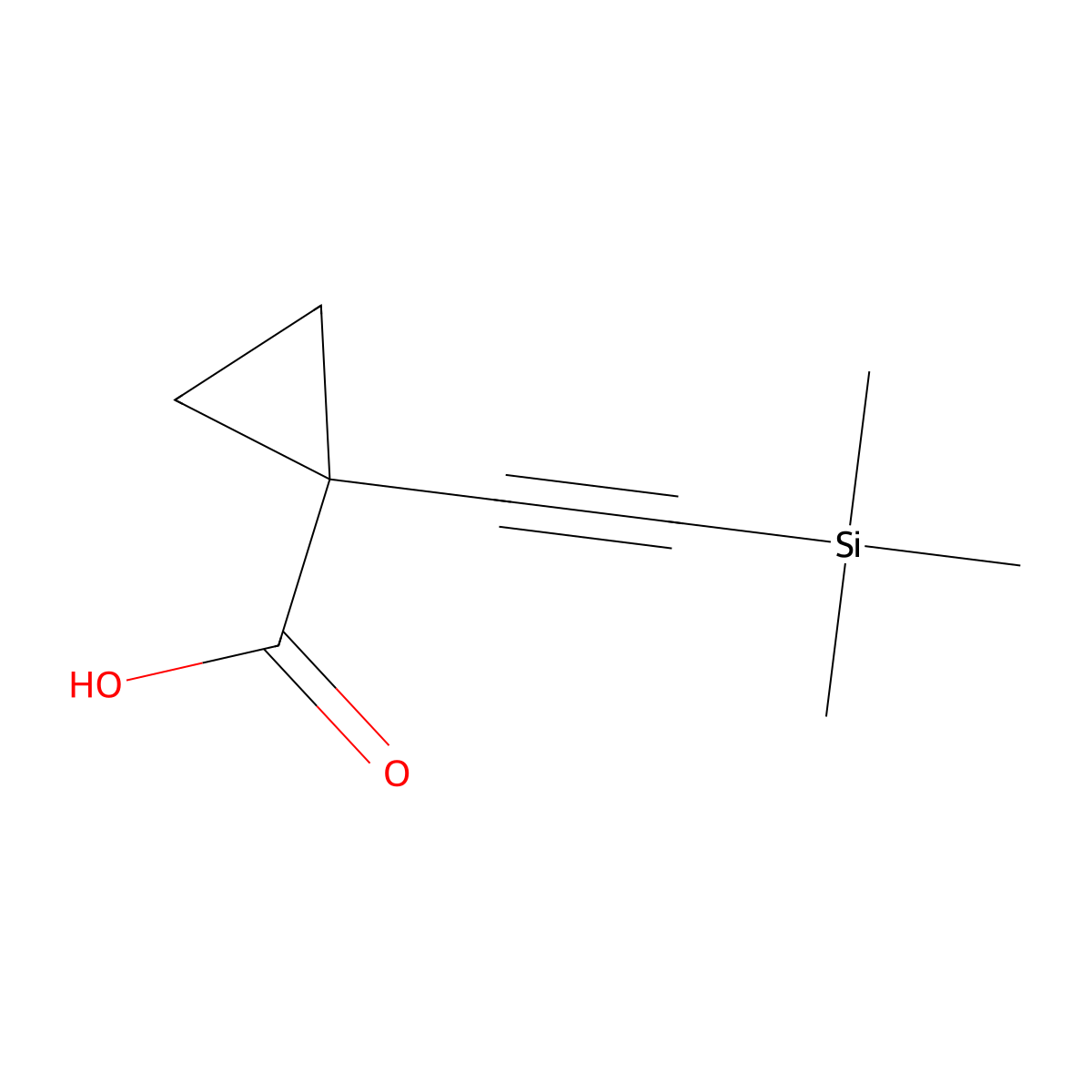 1-((Trimethylsilyl)ethynyl)cyclopropanecarboxylic acid molecular structure, CAS 1268810-07-6