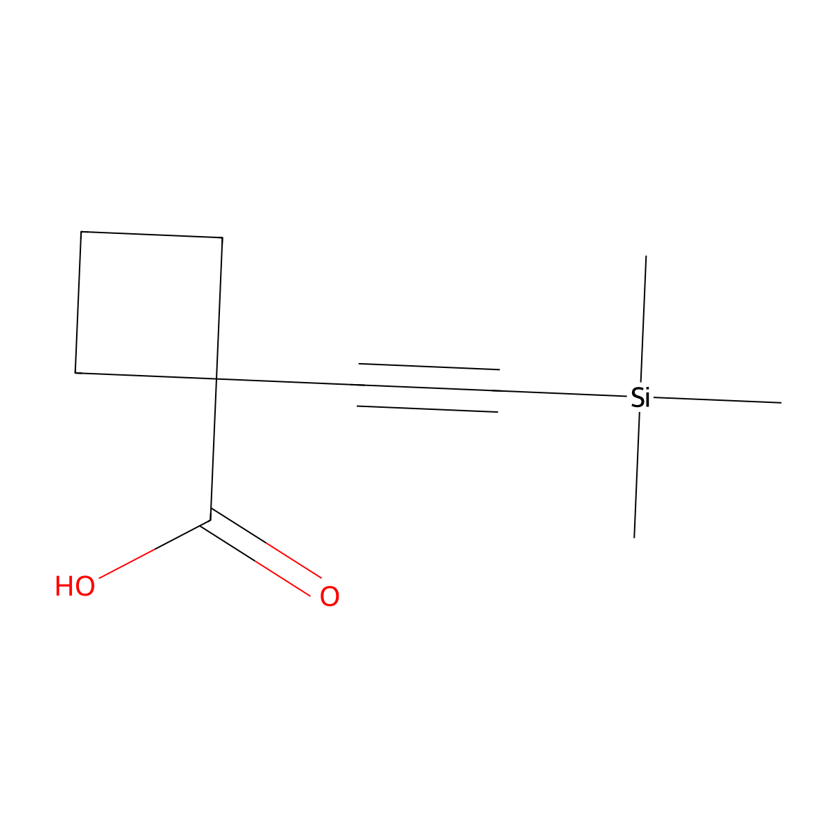 1-(2-(Trimethylsilyl)ethynyl)cyclobutanecarboxylic acid molecular structure, CAS 1268810-14-5