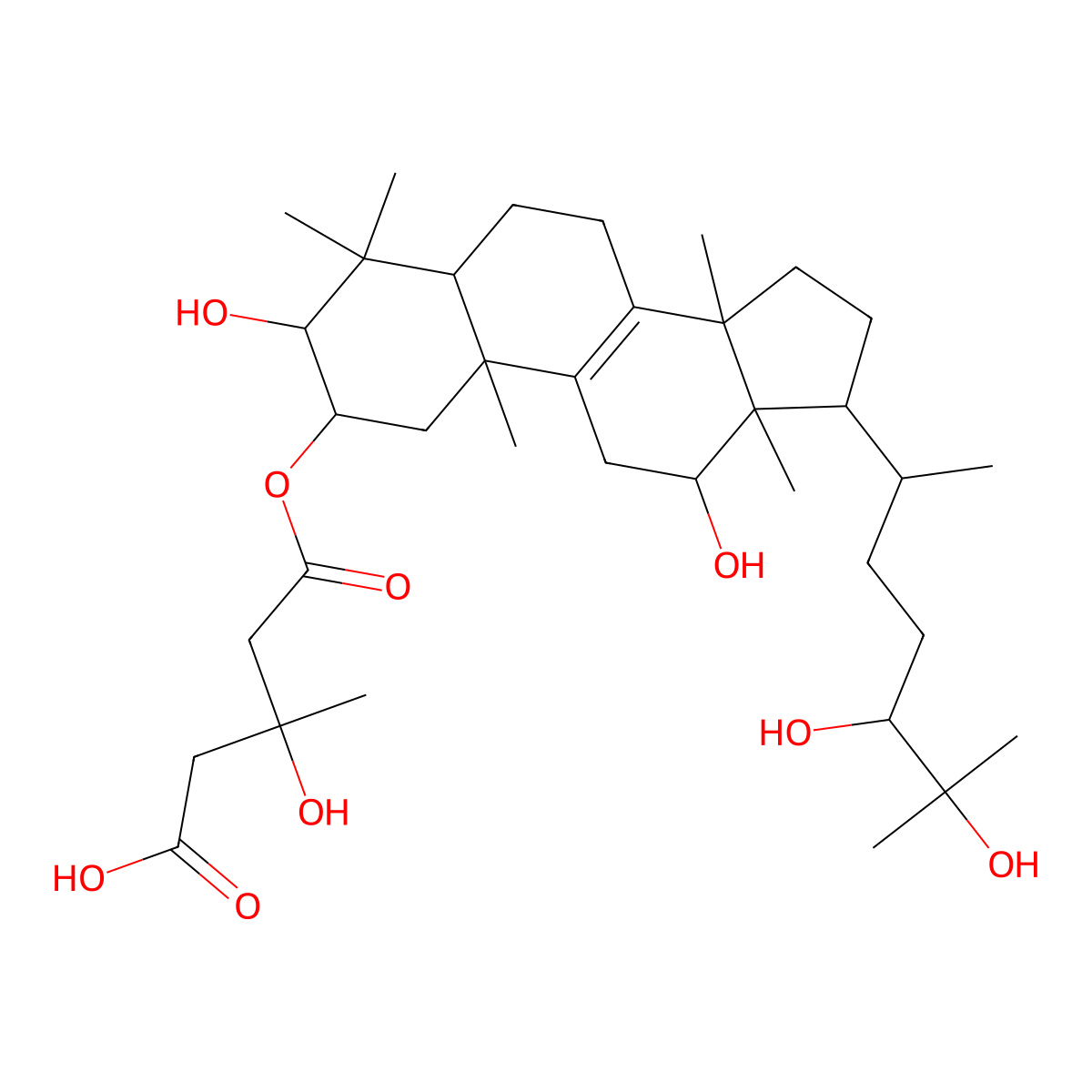 5-[[17-(5,6-dihydroxy-6-methylheptan-2-yl)-3,12-dihydroxy-4,4,10,13,14-pentamethyl-2,3,5,6,7,11,12,15,16,17-decahydro-1H-cyclopenta[a]phenanthren-2-yl]oxy]-3-hydroxy-3-methyl-5-oxopentanoic acid molecular structure, CAS 126882-55-1