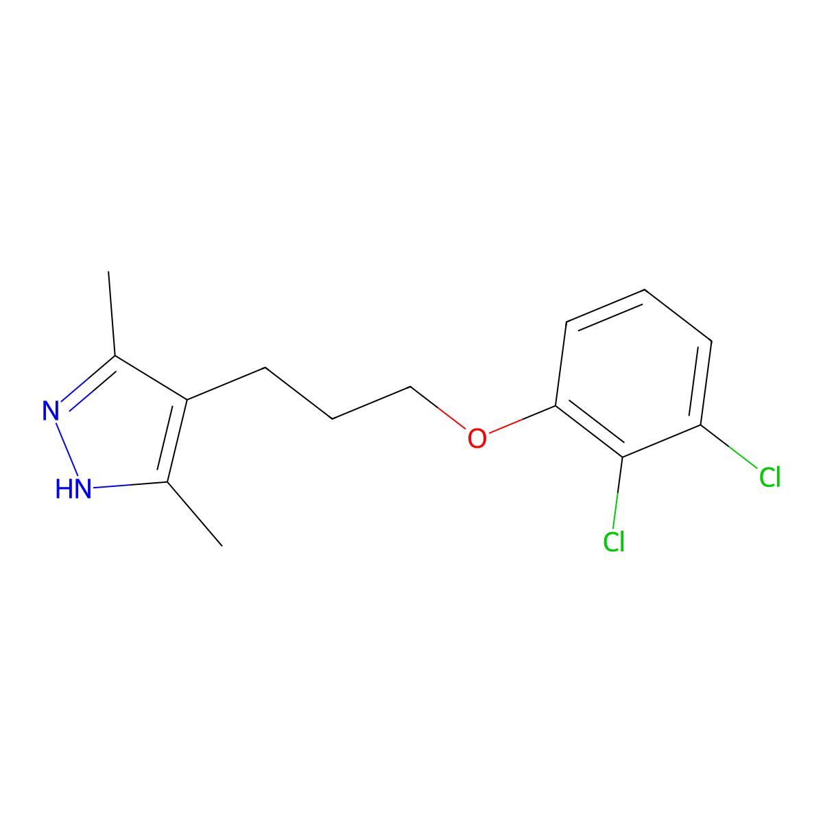 4-[3-(2,3-dichlorophenoxy)propyl]-3,5-dimethyl-1H-pyrazole molecular structure, CAS 1268824-61-8