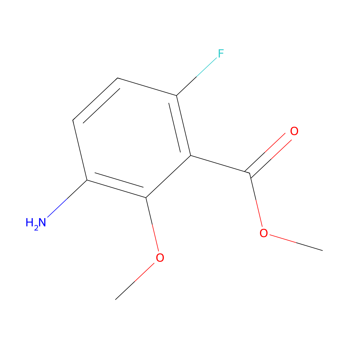 Methyl 3-amino-6-fluoro-2-methoxybenzoate molecular structure, CAS 1268830-91-6
