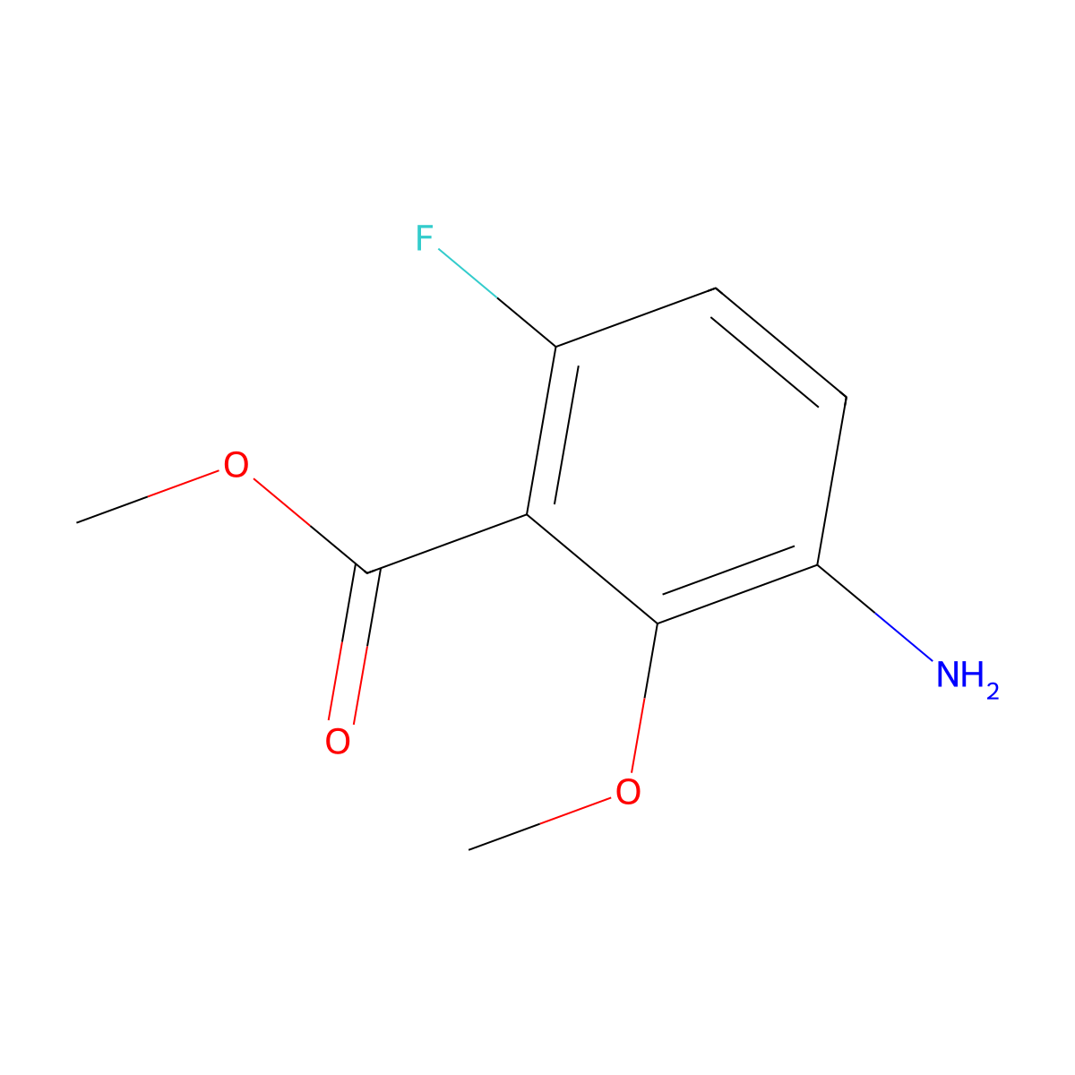 Methyl 3-amino-6-fluoro-2-methoxybenzoate molecular structure, CAS 1268830-91-6
