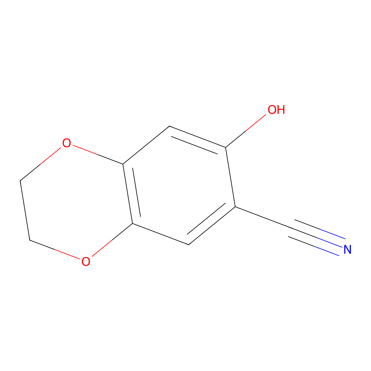 7-Hydroxy-2,3-dihydro-1,4-benzodioxine-6-carbonitrile molecular structure, CAS 1268833-96-0